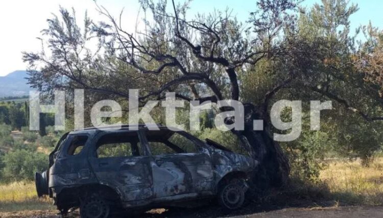 Φωτιά Κορινθία - απανθρακωμένο αμάξι