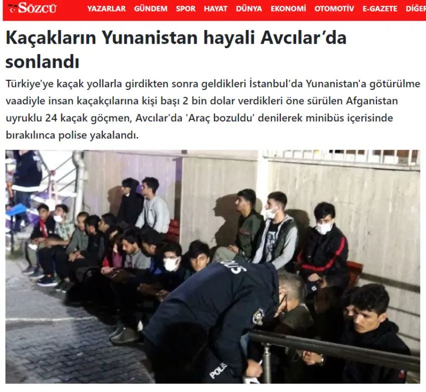 Δημοσίευμα τουρκικής εφημερίδας για Αφγανούς μετανάστες